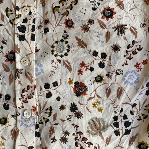 Frame Ruffle Cuff Off-White Multi Floral Silk ‘70s shirt S/P - Picture 9 of 10